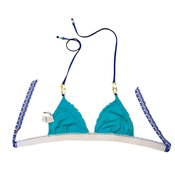 Trina Turk Seychelles Triangle Bikini Top w/Matching Hipster Bottoms Size 8 / 10 - Picture 9 of 13